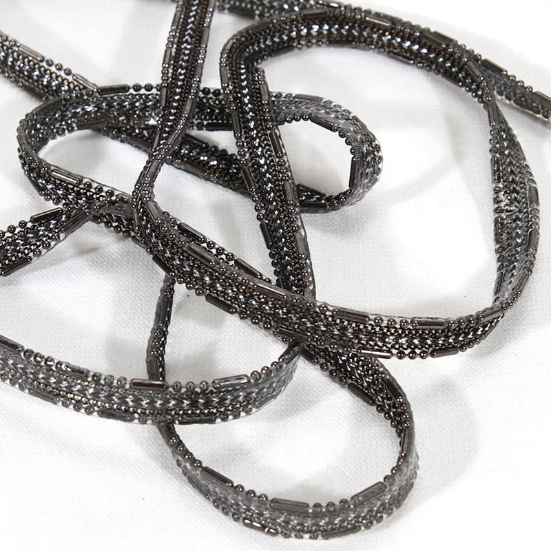 Kavatar Beads Accessories Chain Decorated Black Plastic Rhinestone Trim
