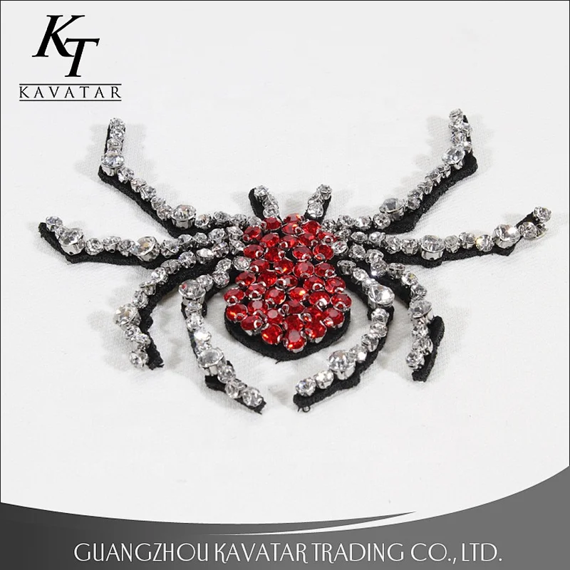 New Arrival Handmade Spider Patch Embroidery Beaded Rhinestone Patches