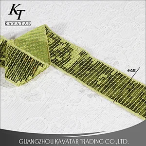 Kavatar custom wholesale square sequin ribbons trim for decoration