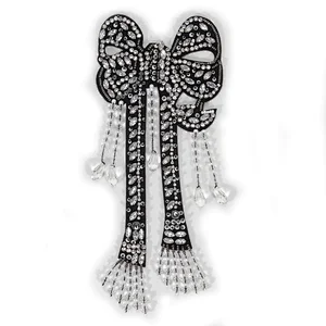 Handmade Butterfly Crystal Accessories Beads Applique Patch with Mini Rhinestone Fringe