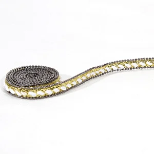 Gold Accessories Beaded Iron on Hotfix Trim for Clothes Accessories Shoes