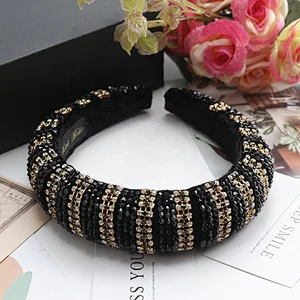Multi Color Lux Velour Crystal And Rhinestone Cup chain Decorated Headbands Hairbands WOMEN HEADBAND