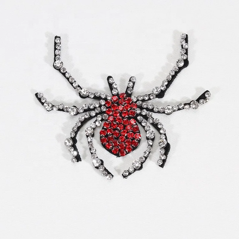 New Arrival Handmade Spider Patch Embroidery Beaded Rhinestone Patches
