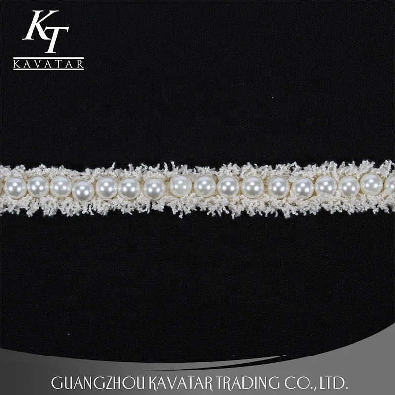 Kavatar Beautiful Mini Plastic Pearl Lace Trim Ribbons For Decoration Garment