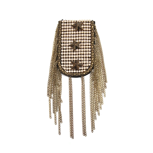 wholesale  designer badges cloth stickers Sew on for clothing accessories decoration 3D patch  rhinestone Metal Chain Tassel