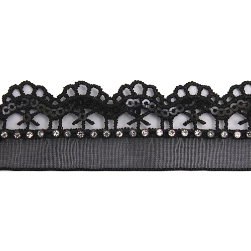 Wholesale Chain lace trim rhinestone 2.3 cm Sew-On lace trim Polyester net mesh Lace trimmings wedding for clothes  Accessories