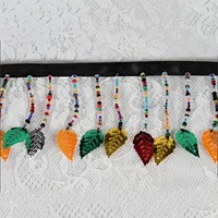 Popular Colorful Beaded Fringe Trim Plastic Leaf For Decorative Garment