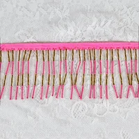 High quality 7.5cm Width Pink Beaded Fringe Tassel Trim For Decoration