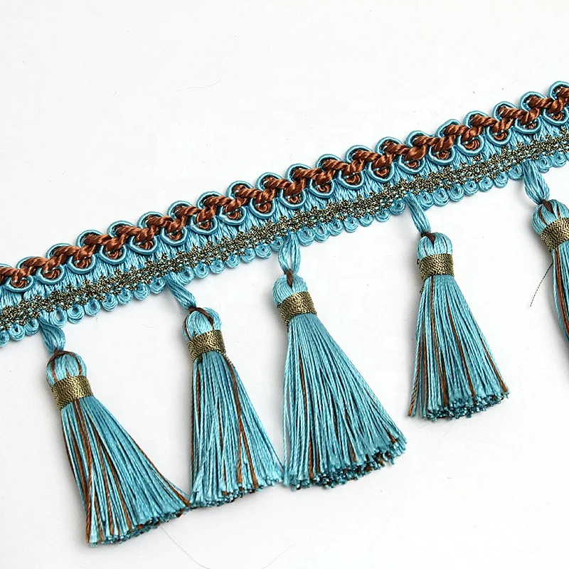 Wholesale Hstock goods tassel and beaded fringe for curtain decoration igh Quality Curtain Tassel Garment
