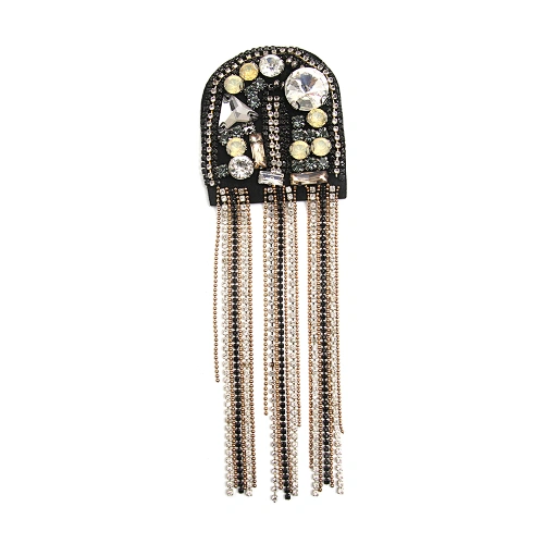 wholesale  designer badges cloth stickers Sew on for clothing accessories decoration 3D patch  rhinestone Metal Chain Tassel