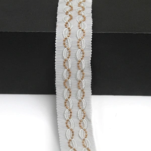 Wholesale Chain lace trim rhinestone 2.4 cm Sew-On lace trim Polyester net mesh Lace trimmings wedding for clothes  Accessories