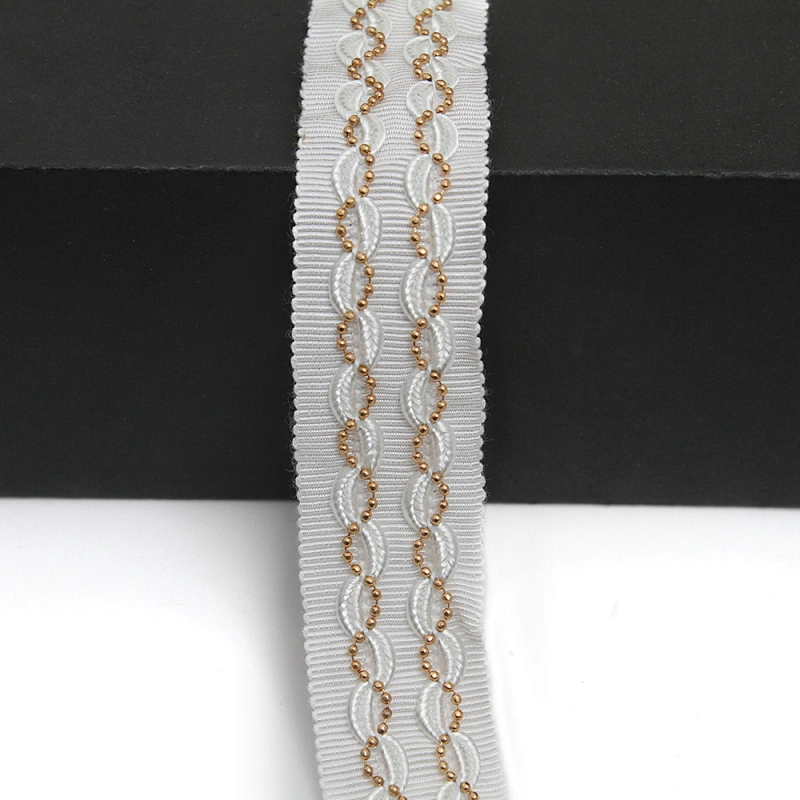 Wholesale Chain lace trim rhinestone 2.4 cm Sew-On lace trim Polyester net mesh Lace trimmings wedding for clothes  Accessories
