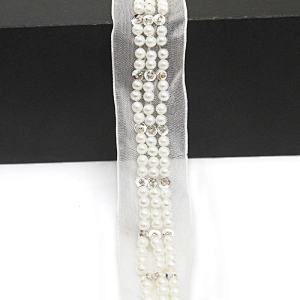 kavatar  wholesale new Handmade Bead lace Embroidered Tulle Trim wedding with Accessories Beads Rhinestones