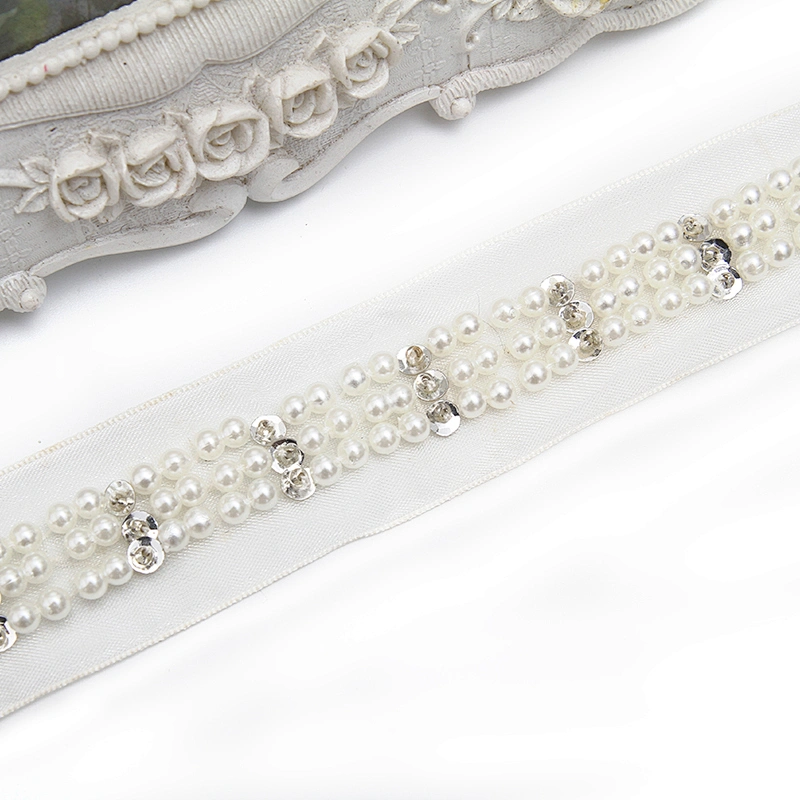 kavatar  wholesale new Handmade Bead lace Embroidered Tulle Trim wedding with Accessories Beads Rhinestones