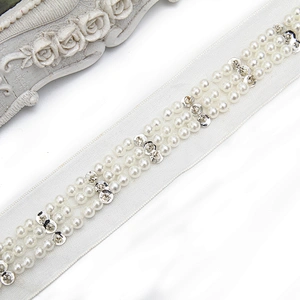kavatar  wholesale new Handmade Bead lace Embroidered Tulle Trim wedding with Accessories Beads Rhinestones