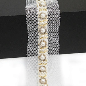 kavatar  wholesale new Handmade Bead lace Embroidered Tulle Trim wedding with Accessories Beads Rhinestones