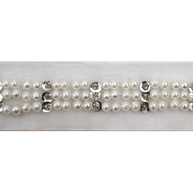 kavatar wholesale new Handmade Bead lace Embroidered Tulle Trim wedding with Accessories Beads Rhinestones