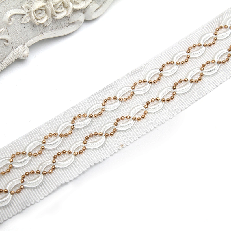 Wholesale Chain lace trim rhinestone 2.4 cm Sew-On lace trim Polyester net mesh Lace trimmings wedding for clothes  Accessories
