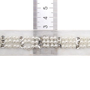 kavatar  wholesale new Handmade Bead lace Embroidered Tulle Trim wedding with Accessories Beads Rhinestones