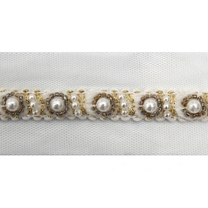 kavatar  wholesale new Handmade Bead lace Embroidered Tulle Trim wedding with Accessories Beads Rhinestones