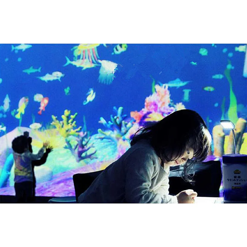 涂鸦水族馆魔术互动投影绘画游戏AR墙上绘画适合室内或室外