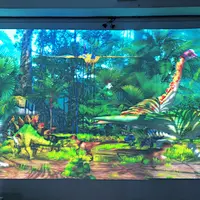 梦幻的AR透明互动触摸屏绘画和绘图墙儿童室内游乐场或购物中心