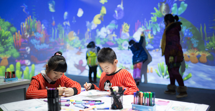 interactive floor projection painting games