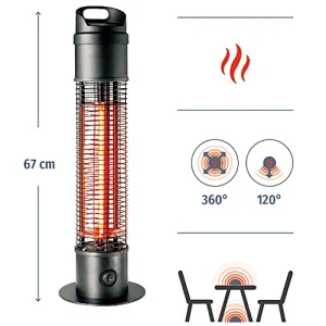 Portable Electric Outdoor Tower Radiant Heater, IP55, 1500W360 degree heating