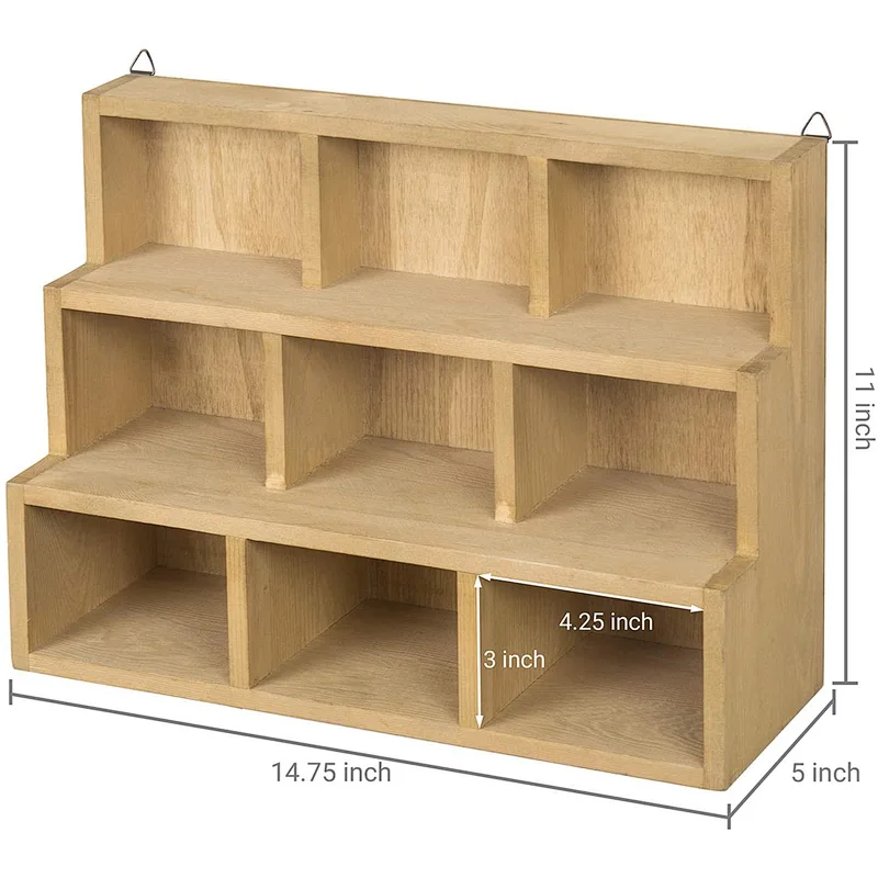 MyGift Small Rustic Wood Display Rack 3 Tier Wall-Mount Shadow Box ...