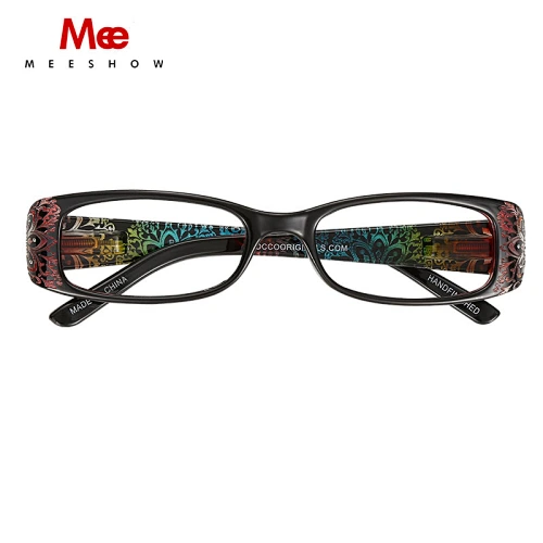 Meeshow Reading Glassses Women Fashion Reading Glasses Colorful Temple Rhinestone Reader Diamonds Flower Eyeglasses 759