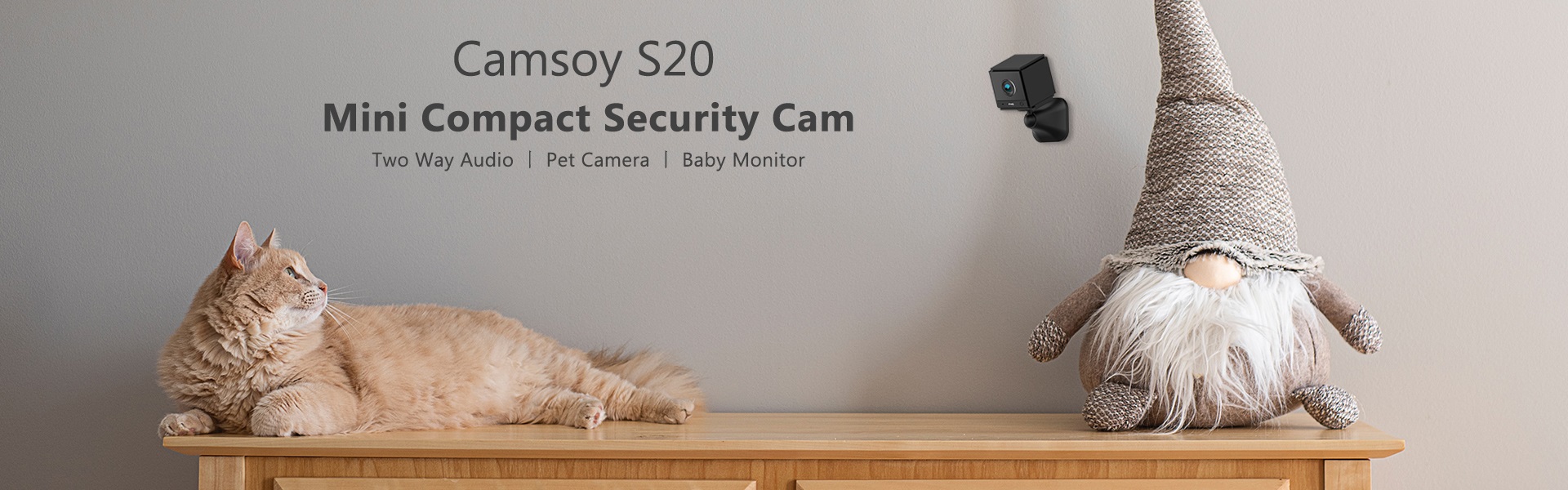 S20 Black New Wi-Fi Pet Camera Baby Monitor Mini Compact Security Camera Full HD Two Way Talk