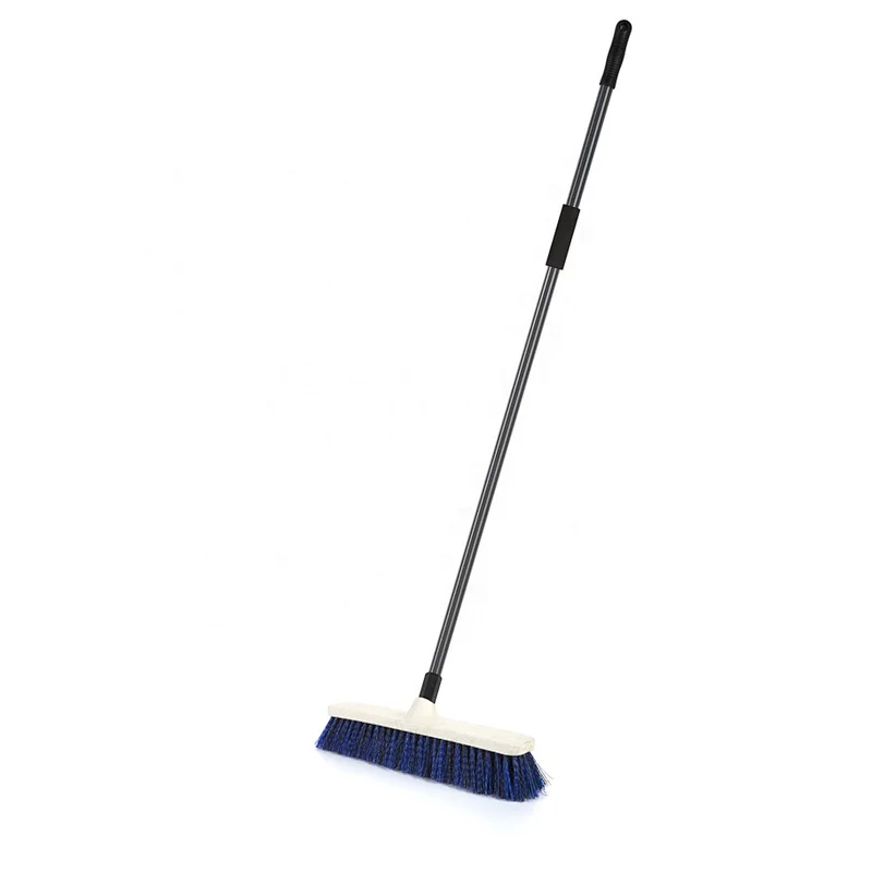High Quality Outdoor Iron Handle Plastic Fiber Floor Cleaning Brush Push Broom