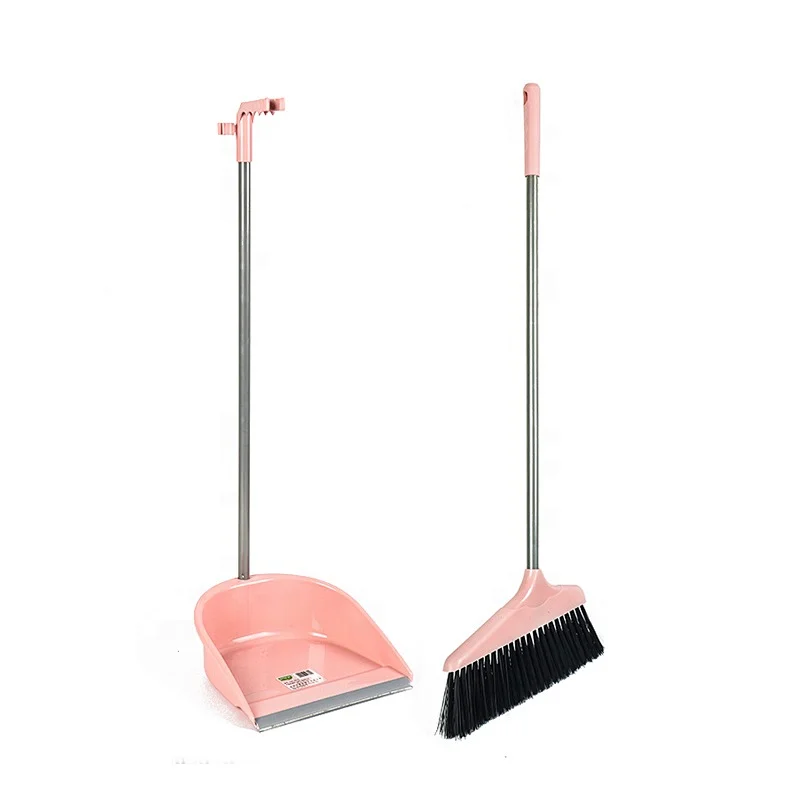 Eco-friendly Household Cleaning Colorful Long Handle Plastic Dustpan With Broom