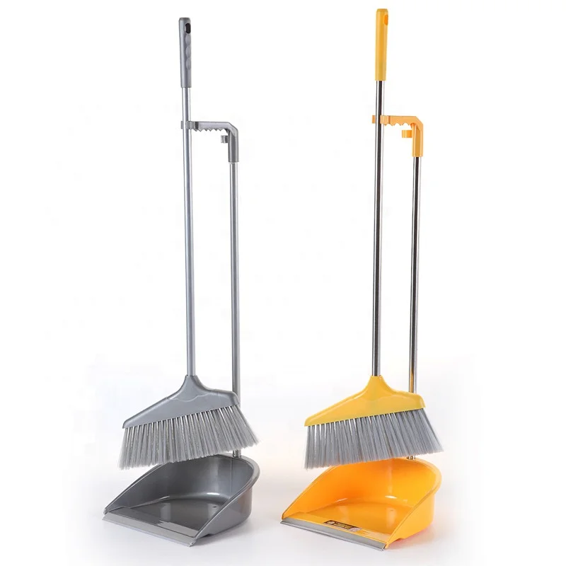 Eco-friendly Household Cleaning Colorful Long Handle Plastic Dustpan With Broom