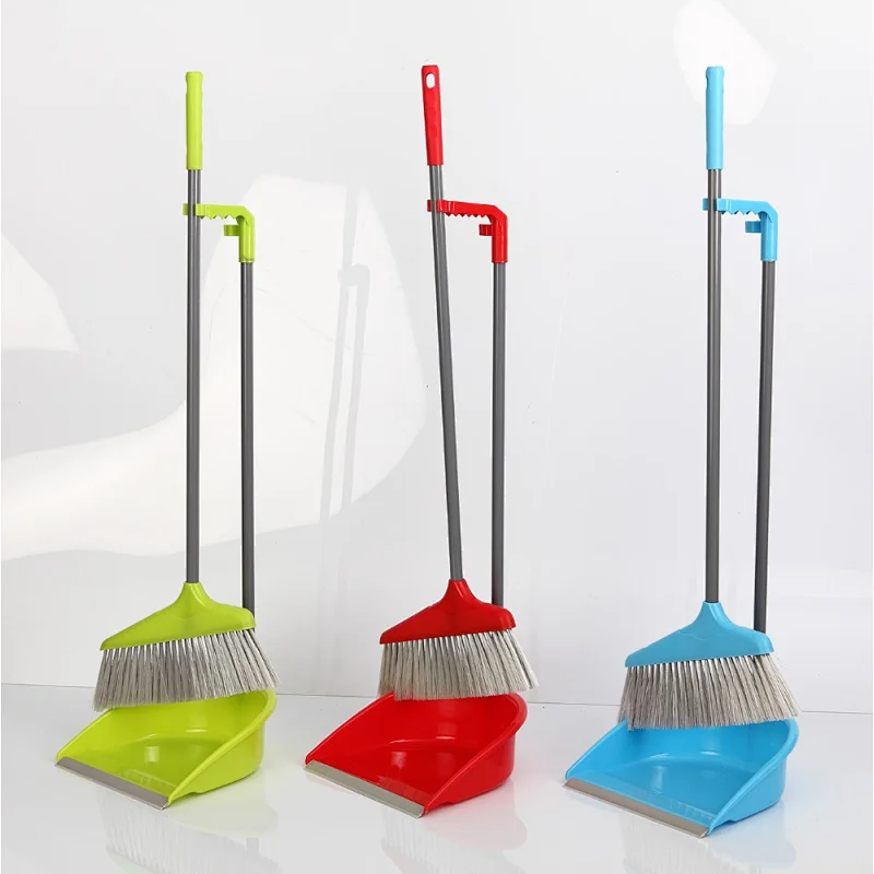 Best quality printed  household broom and dustpan set with long handle push dust broom