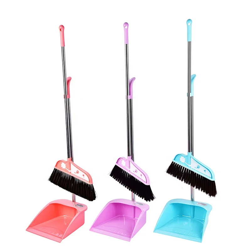 Colorful Long Handle Plastic Dustpan With Broom