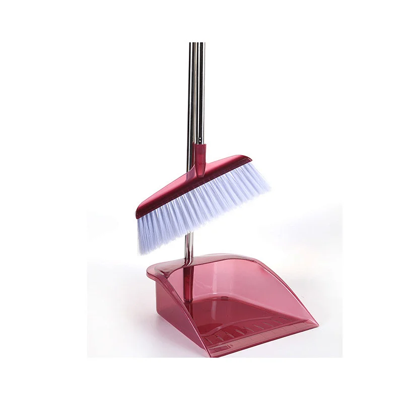 Metal Long Handle Dustpan With Printed Plastic Cleaning Soft  And Broom Set