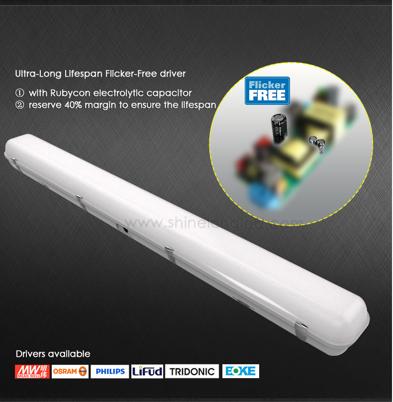 ShineLong led Dali Dim triproof led light ip65 led tube waterproof plastic linkable tri-proof 1200mm SHINELONG TECHNOLOGY CORP.,