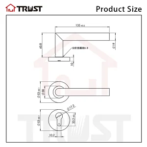 TRUST TH003WS  Stainless Steel 304 Lever Handle For Front Door Entry Handle Lock