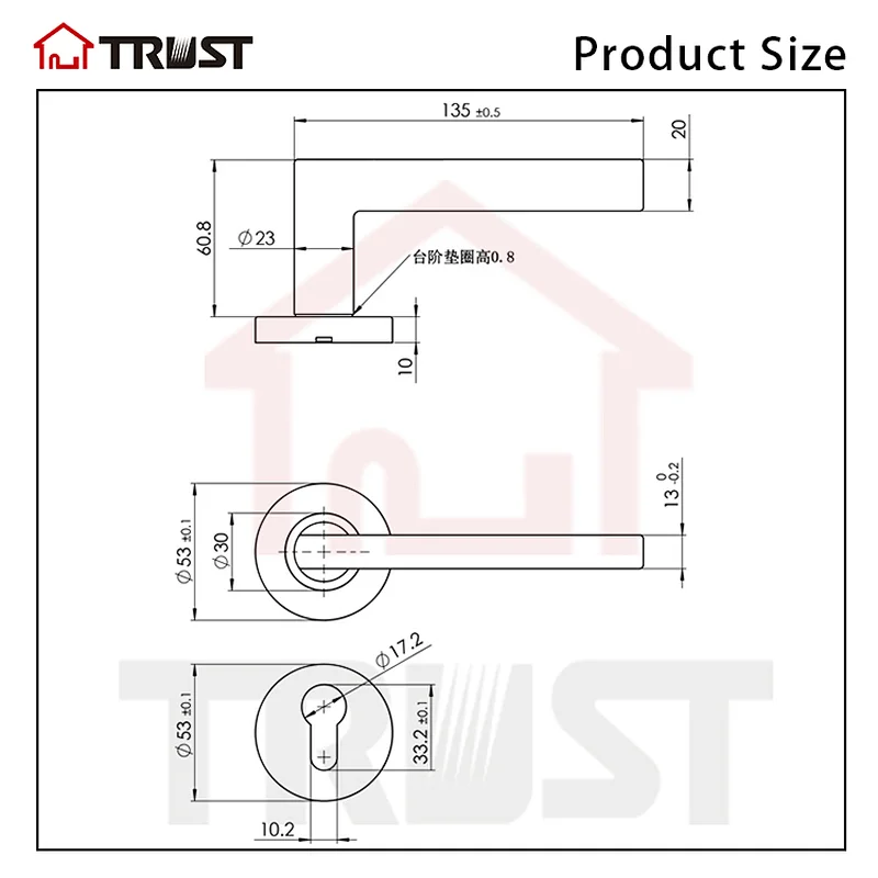 TRUST TH032-SS Hollow Door Handle Stainless Steel 304 for Commercial Building/Home House