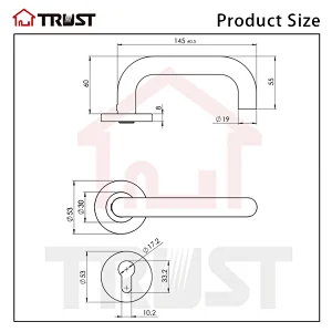 TRUST TH001-SS Door Handle Lever with Modern Contemporary Slim Round Design