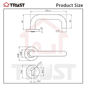 TRUST TH001-SS Door Handle Lever with Modern Contemporary Slim Round Design