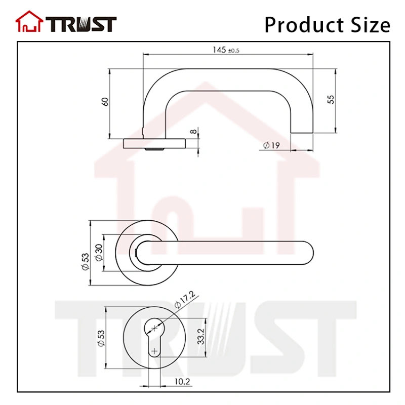 TRUST TH001-SS-7255-70KT Heavy Duty Mortise Lock Tube Stainless Steel Lever Handle Lever Set