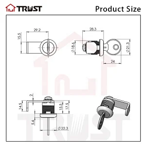 TRUST CM01 High Quality Zinc Alloy Cam lock Cabinet Lock