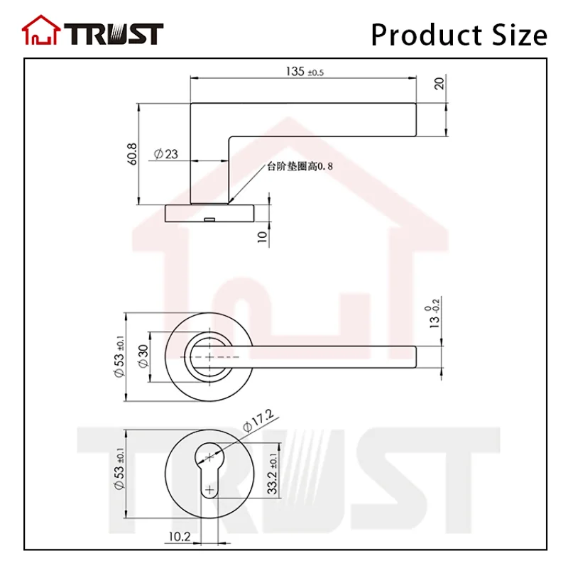 TRUST TH032-SS-PS Passage Lever Door Handle For Door