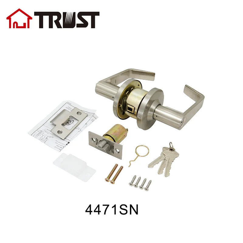 TRUST 4471-SN Dynasty Hardware Grade 2 Commercial Duty Office Door Keyed Lever Lockset, Satin Nickle Finish