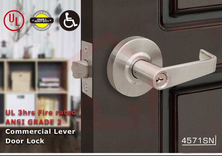 Trust 4571-SN Commercial Door Lock Grade 2 Cylindrical Entrance Clutch Function Lever Handle
