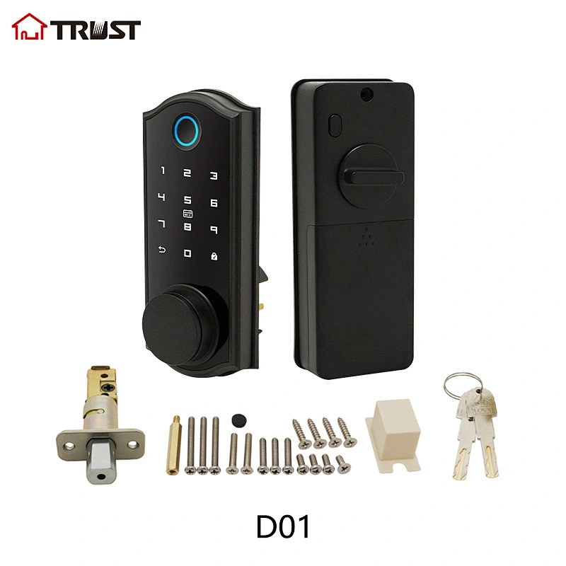 TRUST D01 Keyless Entry Deadbolt Lock with Biometric Fingerprint ,Electronic Keypad Door Lock,Front Door Locks,Security Smart Lock with Keypad Auto Lock APP Control for Home