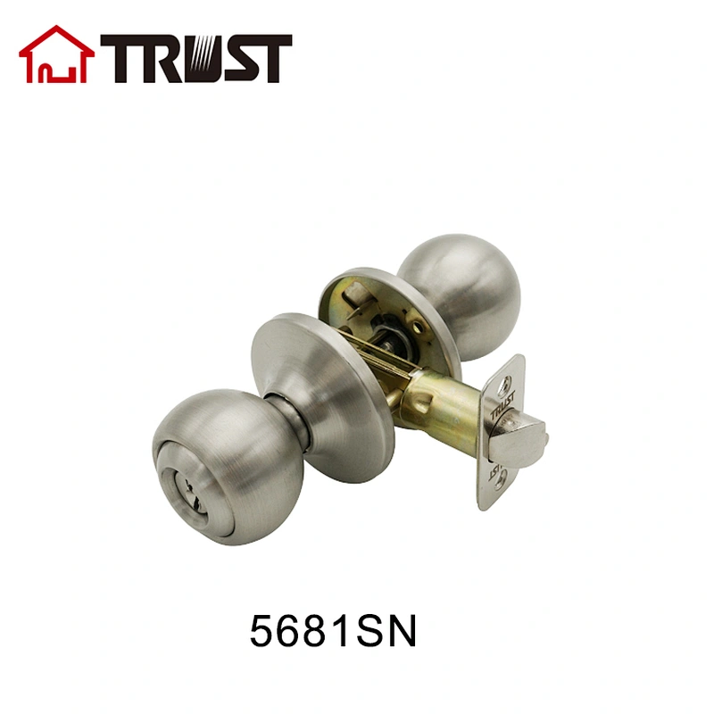 华信5681-SN 304不锈钢球锁 美标三杆锁 房门浴室通道锁木门通用五金门锁