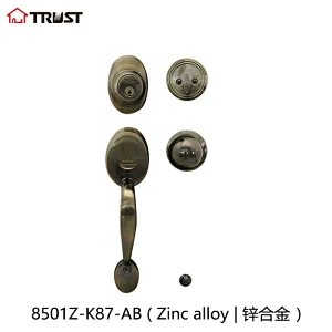 TRUST 8501-K87-AB Single Cylinder with Knob HandleSet With Single Cylinder Deadbolt Grip Handle